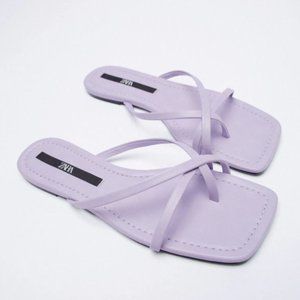 NWT Zara Size 7.5 Mauve Flat Strappy Sandals